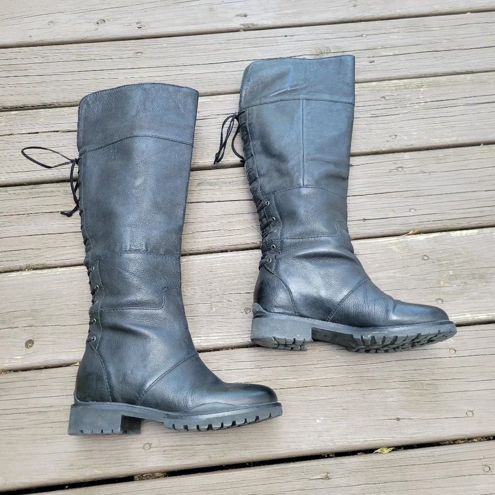 Nine West Mavira Black Leather‎ Over The Knee OTK Equestrian Riding Tall Boots